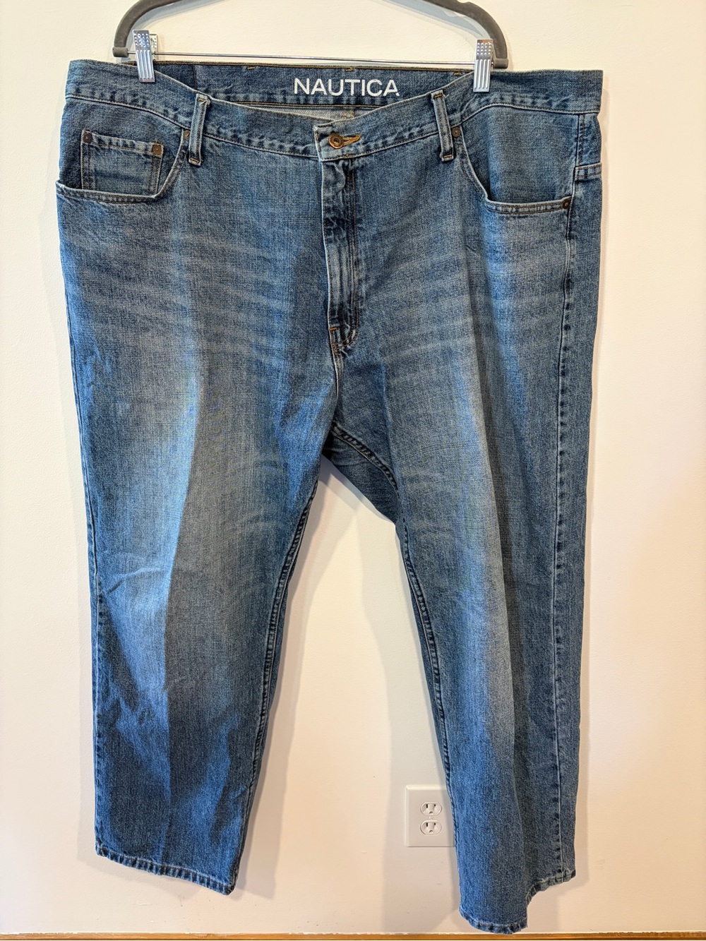 Nautica 100% Cotton Men's Medium Blue Straight-Leg Jeans - Size 44x32